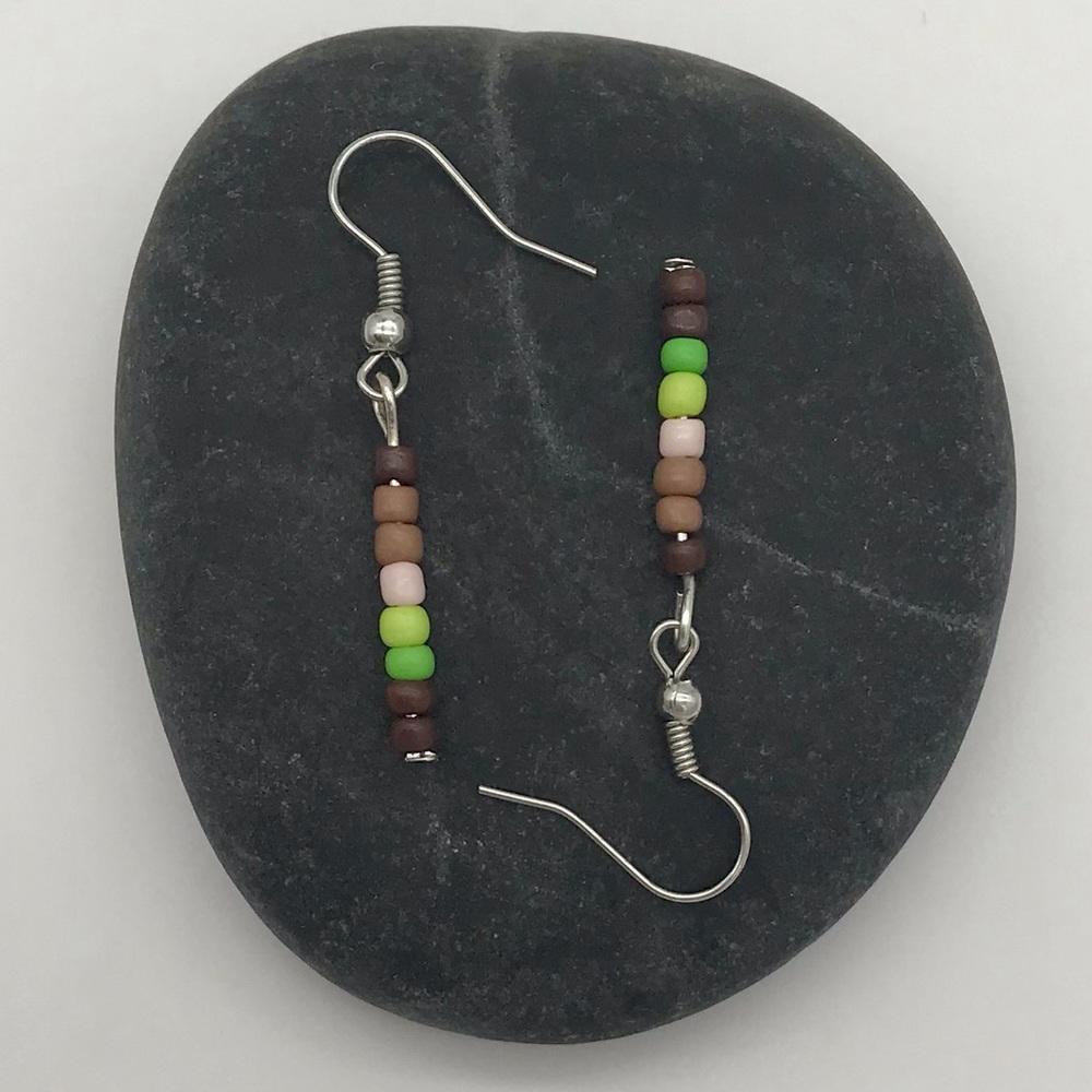 Boho Lightweight Neutral Avocado Dangle Earrings - Picture 3 of 3